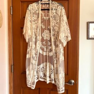 Lace Crochet Kimono in Cream Color